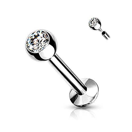 Pierced Owl - 18GA 316L Surgical Steel Internally Threaded Press Fit Crystal Labret Monroe Cartilage Stud