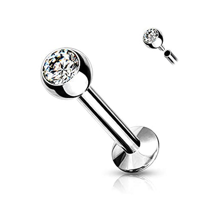 Pierced Owl - 18GA 316L Surgical Steel Internally Threaded Press Fit Crystal Labret Monroe Cartilage Stud
