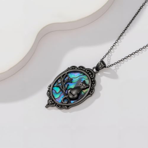 Sterling Silver Halloween Necklace Gothic Jewelry Gifts for Women Men - style: Cameo-Black Cat
