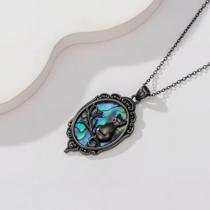 Sterling Silver Halloween Necklace Gothic Jewelry Gifts for Women Men - style: Cameo-Black Cat