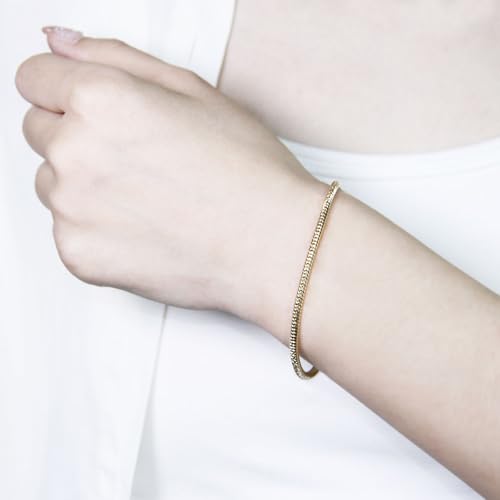 Exway 10 Pcs Snake Charm Bracelet Chain 6.5 Inch Gold Charm Bracelet Kit Snake Chain Bracelets Chain for Christmas DIY Women Jewelry Making Gifts - color: gold style A, size: 6.5in