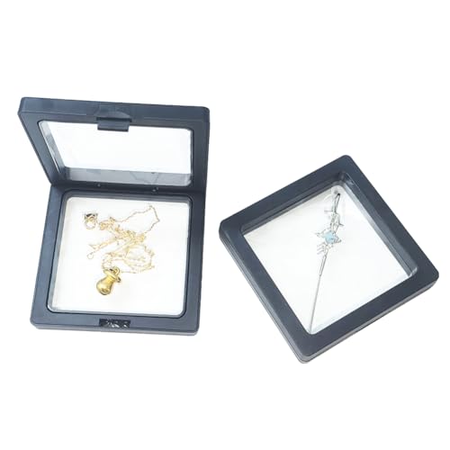 Portable Travel Jewelry Organizer, Black Square Jewelry Display Case, Transparent Window for Coins and Collections (Black, 2.75*2.75*0.51 inches) - size: 2.75*2.75*0.51 inches