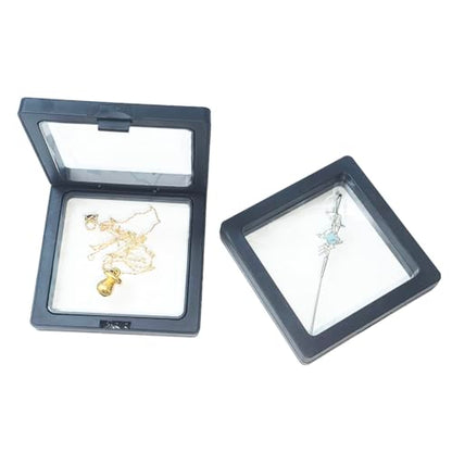 Portable Travel Jewelry Organizer, Black Square Jewelry Display Case, Transparent Window for Coins and Collections (Black, 2.75*2.75*0.51 inches) - size: 2.75*2.75*0.51 inches