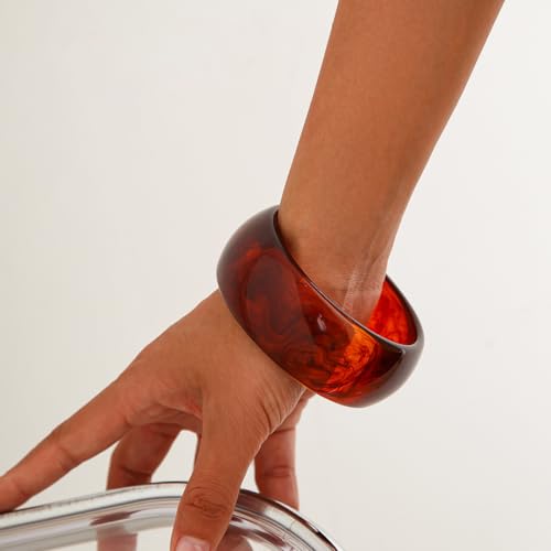 Colorful Acrylic Resin Open Cuff Bracelets Simple Transparent Chunky Thick Bangle Statement Irregular Geometric Resin Wide Wristband Chunky Acetate Wrap Cuff Bracelets - color: B-04