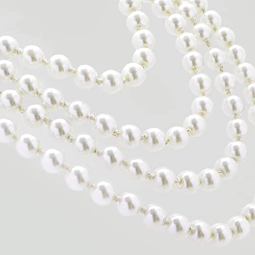 BABEYOND Long Pearl Necklace Faux Pearls Necklace Set Beaded Long Pearls Necklace 1920s Gatsby Costume Jewelry - color: White