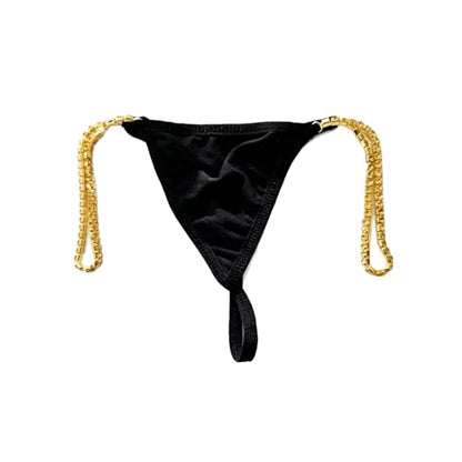 Rhinestone Waist Chain Thong Jewelry Summer Crystal Chain Thong Rhinestone Thong Panties Rave G String for Women - color: Gold