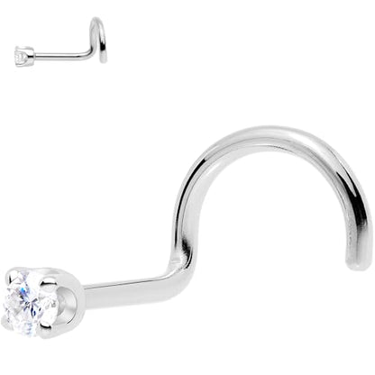 Body Candy 14k White Gold 2mm Cubic Zirconia Nose Stud Screw 20 Gauge