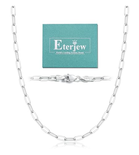 18K Gold Plated and 925 Sterling Silver Paperclip Chain Necklace for Women, 3mm 4mm Women's Chain Necklace, World's Top Craftsmanship Necklace for Women 16 18 20 22 24 26 Inch - color: 3mm White Gold, size: 18 Inch