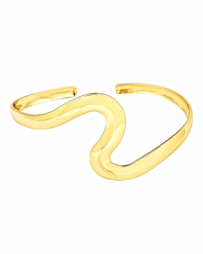 Minimalist Gold Arm Cuff Bracelet Upper Arm Band Cuff Bangle for Women Adjustable Armband Set 6 Pieces - color: 6pc B