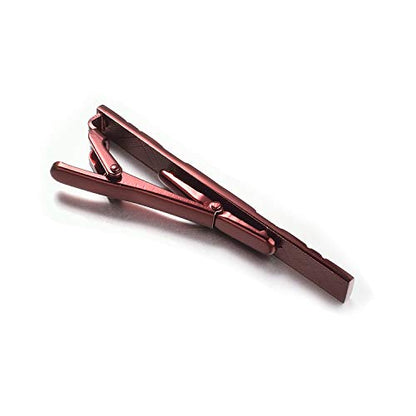 Shell Tie Clip Cufflinks Set for Men Business Gold Silver Tie Bar Cuffs Wedding Party Suit Jewelry Gift - style: Red with Stone