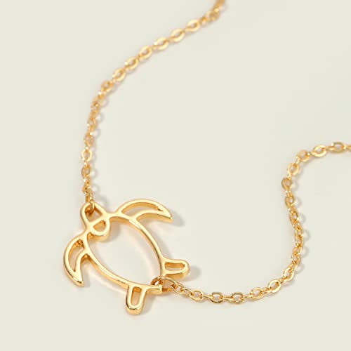 MEVECCO Dainty Chain Bracelets for Women, Layered and Charm Styles | 14K Gold Plated Brass, Select Cubic Zirconia Accents, Single and Multi-Row Structures for Refined Everyday Wristwear - style: Turtle