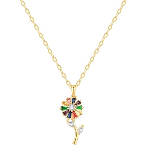 Starain Sunflower Necklaces for Women 14K Gold Plated Rotate Sunflower Pendant Necklace Cute Fun Necklaces 18 inch - color: B-Gold-Flower