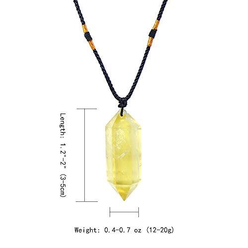 Runyangshi Citrine Healing Crystal Pendants, Double Pointed Natural Crystal Quartz Necklace 6 Faceted Chakra Crystal Wand Stone - color: Citrine