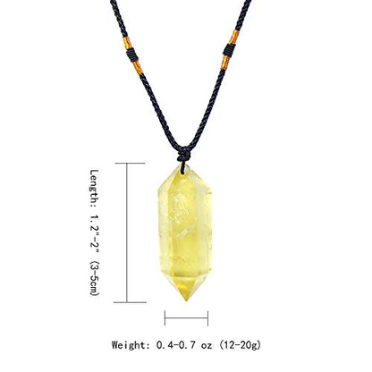 Runyangshi Citrine Healing Crystal Pendants, Double Pointed Natural Crystal Quartz Necklace 6 Faceted Chakra Crystal Wand Stone - color: Citrine