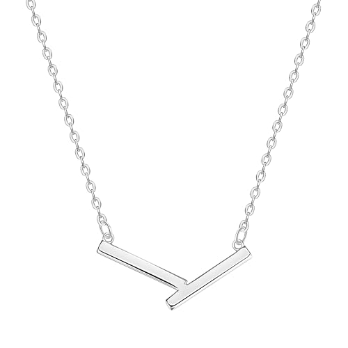 S925 Silver Women's Bar Necklace/Double Circle Layered Y Necklace Chain Adjustable Long/Tiny Pendant Chain Choker for Lady Gift - style: V Bar