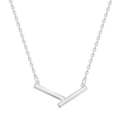 S925 Silver Women's Bar Necklace/Double Circle Layered Y Necklace Chain Adjustable Long/Tiny Pendant Chain Choker for Lady Gift - style: V Bar