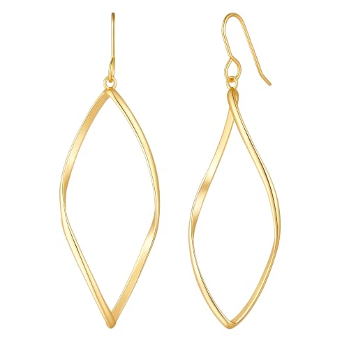 SPOINT 14K Gold Hoop Earrings for Women Gold Dangle Earrings for Women | Twisted Gold Hoop Earrings Rhombic 14K Gold Hoop Earrings Infinity Hanging Gold Dangle Drop Earrings for Women 25mm