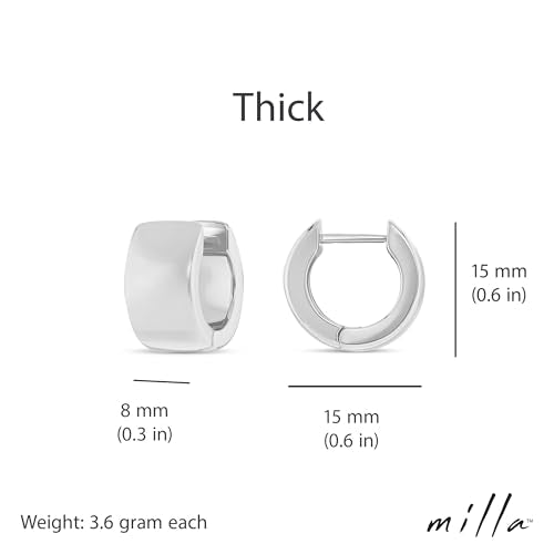 Milla Small Silver Hoop Earrings and Chunky Gold Hoops for Women | Small Chunky Silver Hoops and Thick Gold Hoop Earrings for Women. Available in 14K Gold and Silver Plated Finish - color: Silver - Thick