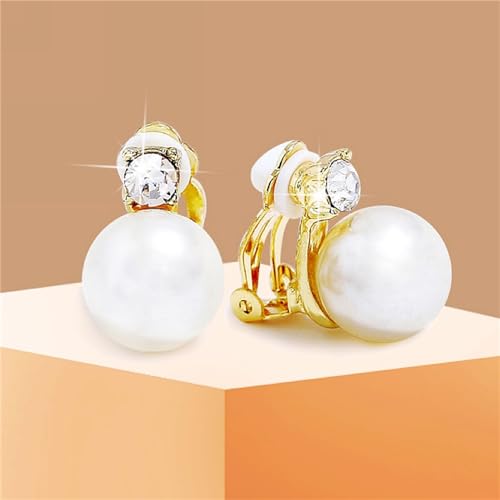 Pearl Clip on Earrings for Women Freshwater Baroque Pearl Dangle Drop Earrings Non Pierced 14K Gold Plated Oval Earrings White Imitation Pearl Earrings Fashion Wedding Minimalist Jewelry