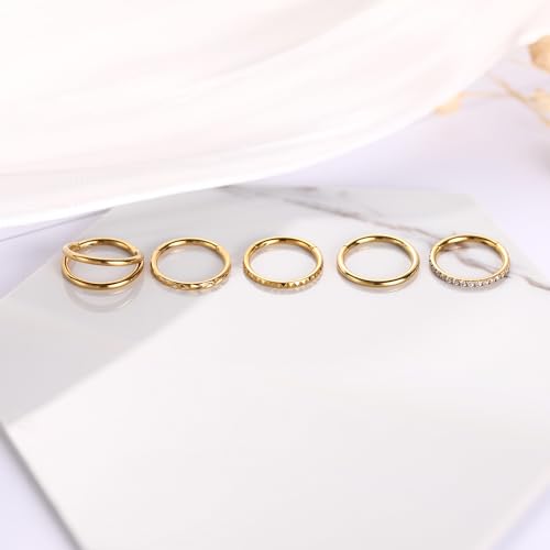 FUNLMO 3Pcs Nose Rings Double Hoop Nose Ring Conch Daith Tragus Helix Rook Piercing Jewelry Surgical Steel Cartilage Earring Conch Hoop Earring Septum Jewelry Lip Ring - color: Style 3: Gold,5pcs