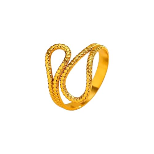 18K Gold Plated Adjustable Rings for Women, 316L Stainless Steel Open Band Gold Jewelry Collection, Hypoallergenic Size 6-9 Adjustable Stackable Rings, Tarnish Free Trendy Gift for Her - color: Double Fold