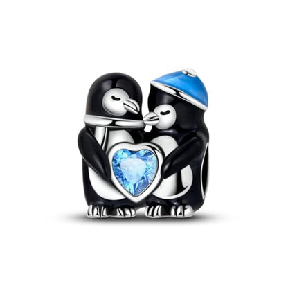 NARMO 925 Sterling Silver Charm Bead for Bracelets Silver Charms for Women - color: Cute Penguins
