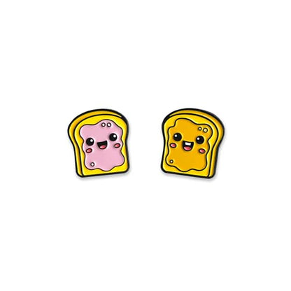 Enamel Pin Set (2 Pins Per Set) for Backpack, Bag, Lapel, Kawaii Button Collector - style: PB & J