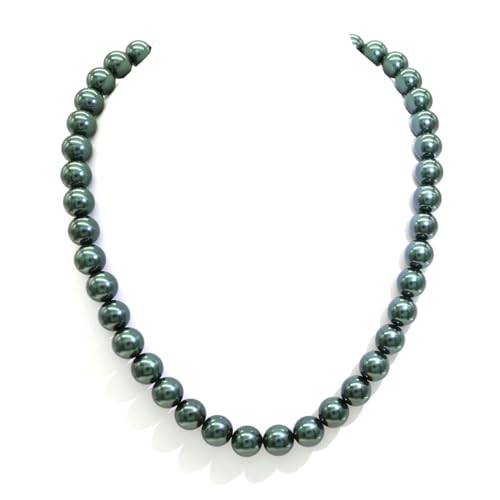 Long Simulated 10mm AAA Pearl Strand Necklace for Women Multicolor Pearl Choker Necklace 1920s Pearl Statement Necklace Costume Jewelry - color: 10mm Emerald