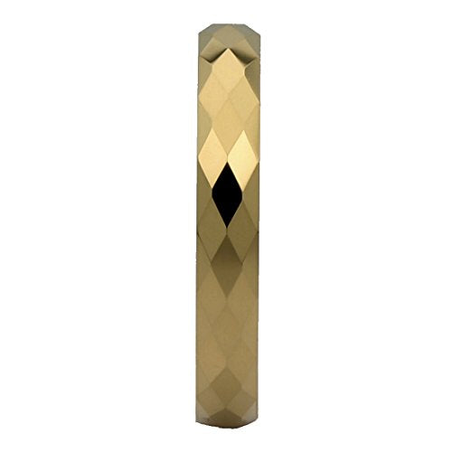 Tungsten Carbide Faceted Honeycomb Wedding Band Plated in Gold, Rose Gold or Black Ring - color: Gold-3mm