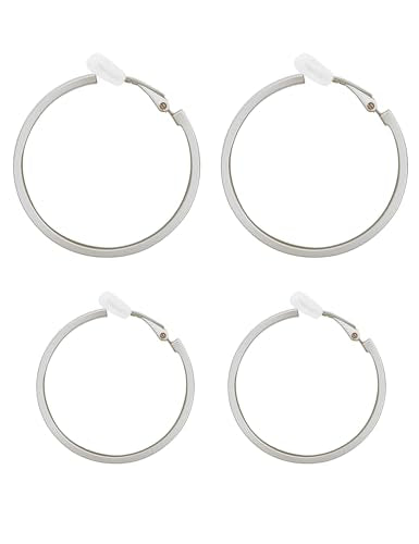 FAN&LOUIS Clip On Hoop Earrings Women,14K Gold Women's Clip-On Earrings Large Hoops Trendy for Non-Pierced Ears Lightweight 2026 - style: Sliver-30mm and 40mm
