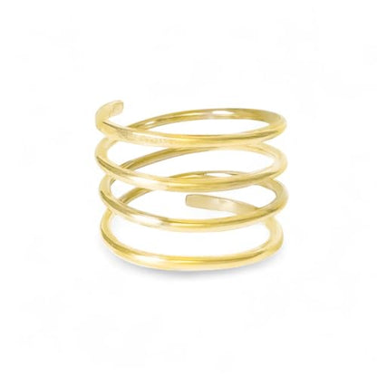 14K Gold Filled Made to Order Spiral Ring for Women. Wraparound Coil Ring. Modern Trendy Swirl. Hammered 14kt Yellow Gold Filled Stacking Rings. Artisan Handmade Personalized Statement Open Ring