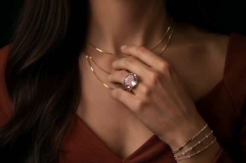 Gold Oval Rose Quartz Ring - Raw Faceted Pink Gemstone Ring - Handmade Prong Setting Jewelry