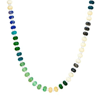 Colorful Beaded Choker Necklaces for Women | Large Natural Stone Bead, Boho Beach Necklace, Trendy Jewelry Gifts, 4 Style, 16+3 in - color: 03-Colorful-Blue