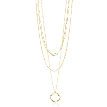 Gmai Layered Necklaces for Women Gold Plated 3/4/5 Piece Adjustable Stackable Necklace Set with Pearl Cross Coin Pendant Dainty Gold Silver Choker Chain Jewelry Gift for Her - style: Circular paperclip pendant