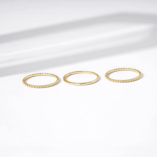 Amazon Essentials 14K Gold or Rhodium Plated Sterling Silver Stacking Ring Set of 3 - color: Yellow Gold, size: 9