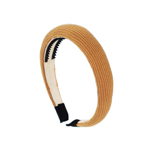 1 Inch Ribbed Cotton Padded Headband - Camel - color: Camel