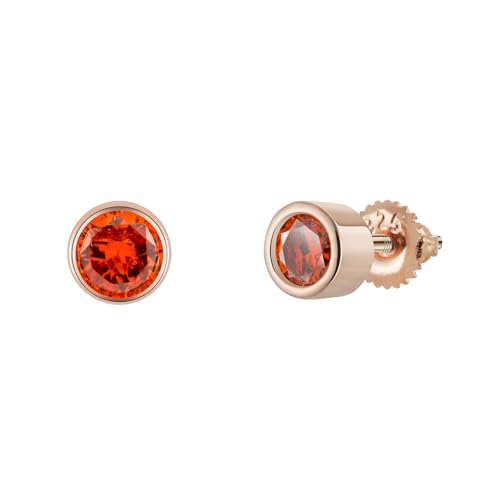Bolenvi Birthstone Crystal Stud Earrings, 925 Sterling Silver Back Posts, Small Stud Earrings for Women and Men - color: January Garnet Birthstone