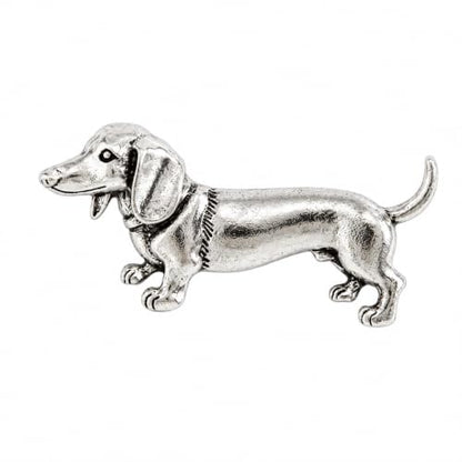 Silver Dog Brooch Alloy Dachshund Pin Vintage Textured Animal Lapel Brooch for Coat Scarf Bag Fashion Jewelry