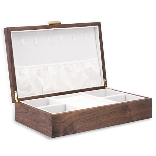 High-end Solid Wood Jewelry Storage Box Ladies Retro Wooden Necklace Jewelry Bracelet Watch Display Box Handmade Wedding Birthday Anniversary Jewelry Collection Box(Single layer) - size: single layer