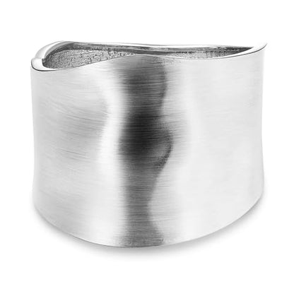 NICEIGHT 18K Gold Plated Chunky Bangle Bracelets for Women Gold Wide Cuff Bangle Bracelet Hammered Minimalist Thick Gold Wrist Wrap Bracelets - color: Silver Irregular Matte bracelet
