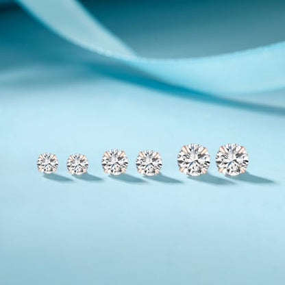 MASOP VOGU 3-5mm Sterling Silver Stud Earrings Set 14K White Gold Plated Hypoallergenic Tiny Round Cut CZ Cubic Zirconia Simulated Diamond Cartilage Studs for Women Men - color: Rose Gold Color