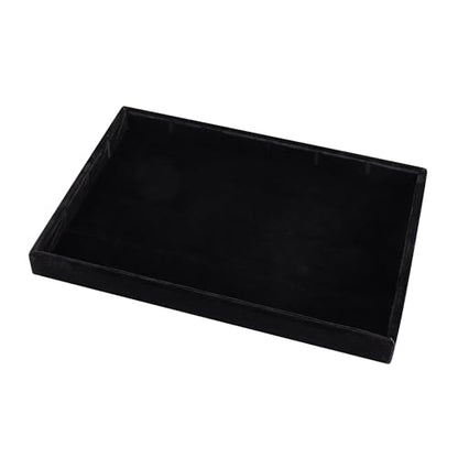 24 Grid Jewelry Tray Velvet Jewelry Display Tray with Removable Dividers | Jewelry Organizer Stackable Trays for Earrings Necklaces Bracelet Rings Display Showcase - Black - color: Black