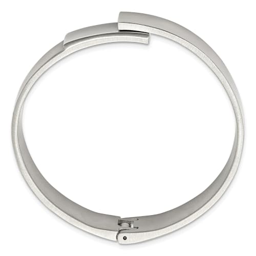 Chisel Brushed & Polished Hinged Bangle in Stainless Steel, 13mm