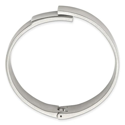 Chisel Brushed & Polished Hinged Bangle in Stainless Steel, 13mm