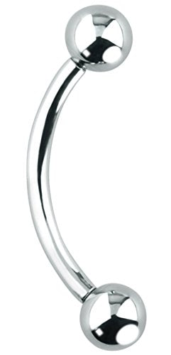 Forbidden Body Jewelry Curved Barbell Piercing Jewelry - 00GA-16GA Silver Eyebrow Piercing - Surgical Steel Snake Eye Frog Eyes Tongue Rings & Belly Rings for Women (6/14mm Bar, 3/12mm Balls) - style: 16GA, 12mm Length, 4mm Balls