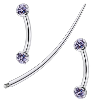 F136 Titanium 16g 6/8/10mm Eyebrow/Rook/Snug/Vertical-Labret/VCH/Snake-Eyes/Anti-Tragus/Christina/Daith/Belly-Button/Bridge/Hood/Surface Curved Barbell Piercing Jewelry for Women Men - color: Purple, size: 8 mm (5/16 in)