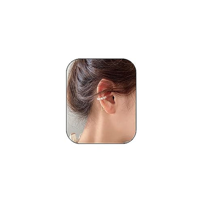Ear Cuffs Earrings for Women Non Piercing Cartilage Cuff Wrap Clip on Earrings Trendy Pearl Rhinestone Tassel Chain Earrings Jewelry for Women - color: Gold Pearl Chain Ear Cuff