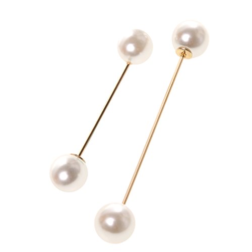 LoveinDIY 2-Piece Faux Pearl Brooch Pin Set, Alloy Scarf Clips for Wedding, Banquet, and Sweater Decoration