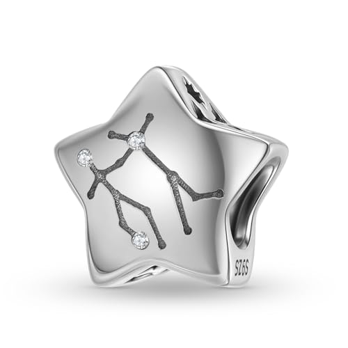 Constellation Charm 925 Sterling Silver Birthstone Bead for Pandora Charms Bracelet-Gift for Anniversary Birthday Christmas Day - color: Gemini A