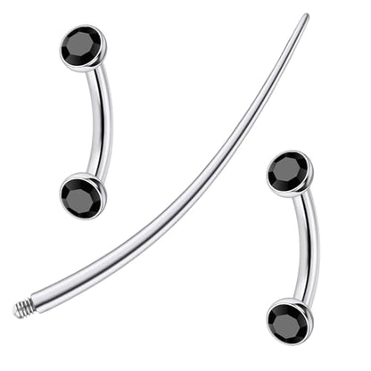 F136 Titanium 16g 6/8/10mm Eyebrow/Rook/Snug/Vertical-Labret/VCH/Snake-Eyes/Anti-Tragus/Christina/Daith/Belly-Button/Bridge/Hood/Surface Curved Barbell Piercing Jewelry for Women Men - color: Black, size: 6 mm (1/4 in)